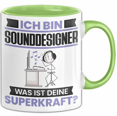 Produktbild von Sounddesigner Tasse Geschenk für Sounddesigner Geburtstag Lustiger Spruch Kaffee-Becher Was Ist Deine Superkraft (Grün)