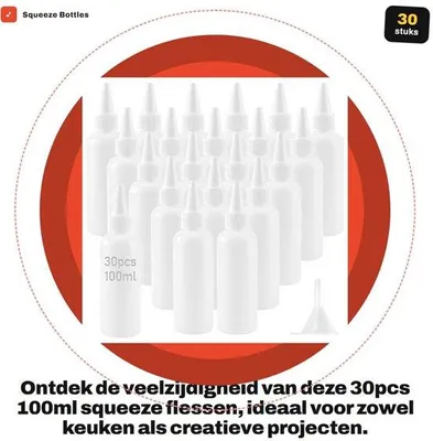 Zdjęcie produktu dla Butelki dozujące - 30 sztuk, pojemność 100 ml. Butelki dozujące - do