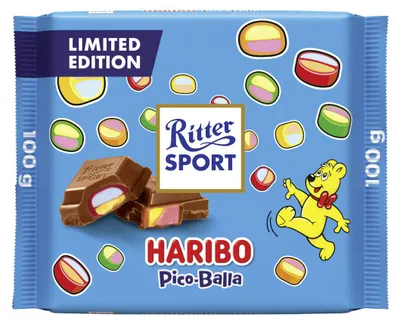 Produktbild Ritter Sport Pico Balla Haribo Vollmilchschokolade Tafel 100g