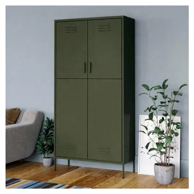Produktbild von Kleiderschrank 90x50x180 cm aus Stahl, Olivgrün