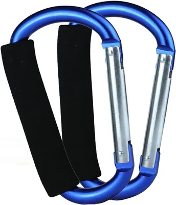 Productafbeelding van Kinderwagenhaken - Karabijnhaak organizer - Tassen dragen - Ultralicht aluminium - 2 stuks - Blauw
