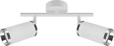 Produktbild von Deckenspot Metall GU10 verstellbar Weiß Chrom 2-flammig länglich Deckenstrahler