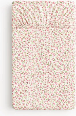 Produktbild von Baumwoll-Spannbettlaken für Kinderbett 120x60 cm - rosa Wiese