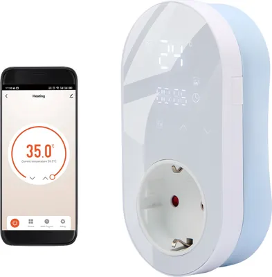 Zdjęcie produktu dla Cyfrowy termostat WiFi Wtyczka wyjściowa 16A Gniazdo Tuya Aplikacja Sterowanie głosowe Gniazdo Regulator temperatury 5+1+1 Sześć okresów i tryb ogrzewania i chłodzenia z przyciskiem dotykowym Ekran LED do wentylatora Grzejnik Klimatyzator Klimatyzator Domowe centra handlowe Miejsca przemysłowe Firma