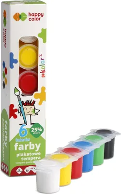 Image de Peinture à la détrempe pour affiches, 6 couleurs x 25 ml, Happy Color
