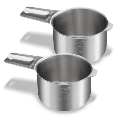 Image de Ensemble de 2 tasses doseuses en acier inoxydable pour la cuisine et la pâtisserie