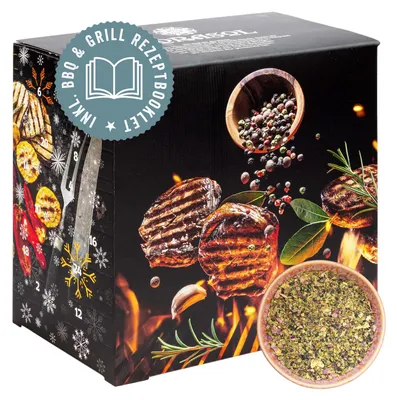Produktbild von Corasol Premium BBQ & Grillgewürze Adventskalender mit 24 Gewürz-Mischungen und Rezept-Booklet, die Gewürz Gourmet Geschenkidee (284 g)