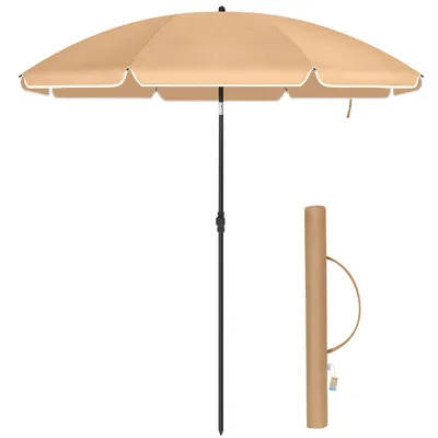 Produktbild von ACAZA Stockschirm - Strandschirm - 200 cm Durchmesser - Runder / achteckiger Gartenschirm - Neigbar - Kippbar - mit Tragetasche - Taupe