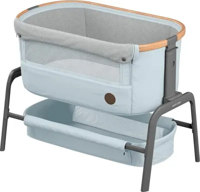 Produktbild von Maxi-Cosi Iora Beistellbett Baby, Faltbares Co-Sleeper, 0-6 Monate,  Neigungs & 5 Höhenstufen, Leichtes Schieben, Bequeme Matratze,Essential Grey