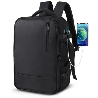 Produktbild von Cityrucksack Rucksack Wasserdichter Backpack Schultasche mit Laptopfach Handgepäck Rucksack Für Flugzeug Unter Sitzplatz Tasche (Schwarz)