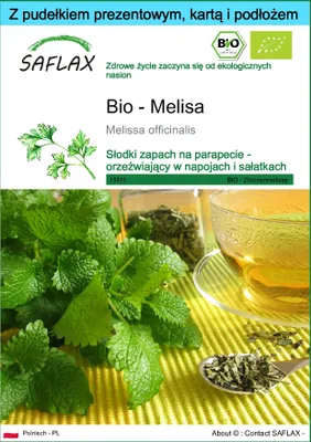 Zdjęcie produktu dla SAFLAX - Zestaw prezentowy - Bio - Melisa - 1000 Nasiona - Z pudełkiem upominkowym, etykietą wysyłkową, kartą podarunkową i podłożem uprawowym - Melissa officinalis