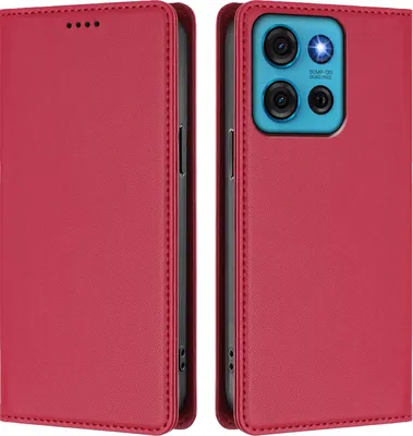 Image de Etui en cuir pour Motorola Moto G75 5G, étui magnétique en cuirPolyuréthaneavec support Rouge