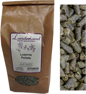 Produktbild von Lunderland Luzerne Pellets 2kg ideale Ballaststoff-Ergänzung zur Frischfleischfütterung