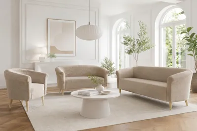 Produktbild von Sofello Wohzimmerset ESPERO Sessel + Sofa 2 Sitzer + Sofa 3 Sitzer Boucle Teddystoff