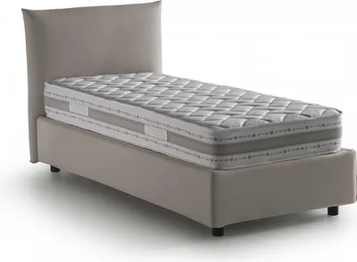 Produktbild von Einzelbett Dborbe, Containerbett mit Stoffbespannung, 100%  Italy, Seitliche–ffnung, inklusive Matratze 80x190 cm, Turteltaube