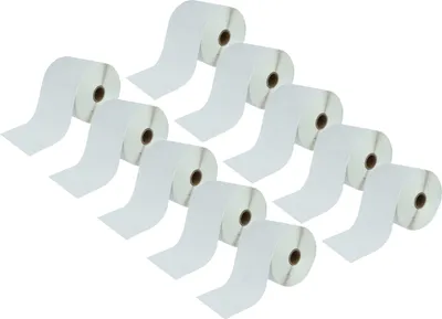Produktbild von vhbw 10x Thermo-Rolle 101,5mm x 152mm (500 Etiketten) kompatibel mit Zebra ZT230, ZT600, ZT510, ZT400 Drucker - Selbstklebend Weiß