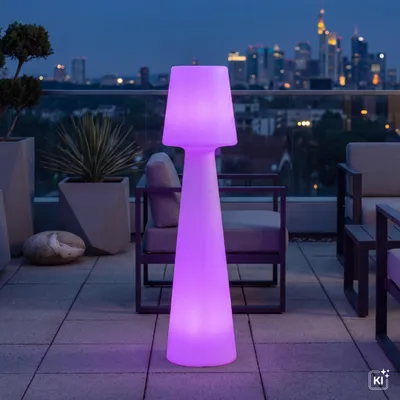 Obrázek produktu pro Dobíjecí stojací lampa venkovní LED stmívač změna barvy RGBW 110 cm IP65 bílá dálkové ovládání zahradní lampa stojací lampa světlo na terasu, productTiles.product.images.aiGenerated