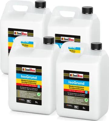 Produktbild von Isolbau IsoGrund Grundierlösung - 20 L Niedermolekulare, Gebrauchsfertig Acrylgrundierung für Innen & Außen - Für professionelle Grundierung