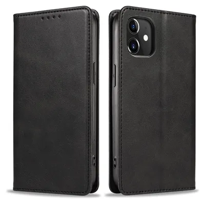 Produktbild von Handyhülle für Apple iPhone 12 / 12 Pro Kunstleder Flip Cover Hülle Handytasche Case Kartenfach Farbe: Schwarz