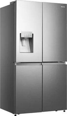 Produktbild von Hisense Freistehend Flügeltürkühlschrank, 584 l, Freistehend, French door, Grau, Edelstahl, LED, An Tür, R600A