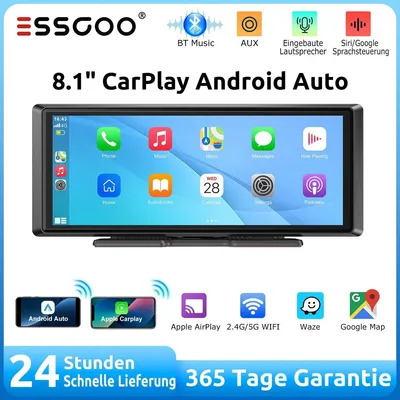Zdjęcie produktu dla Radio samochodowe z ekranem dotykowym 8 cali, obsługujące Apple CarPlay (bezprzewodowo) i Android Auto, z Bluetooth, GPS, nawigacją, wejściem AUX, tunerem FM, funkcją głośnomówiącą oraz odtwarzaniem muzyki i multimediów