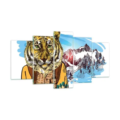 Produktbild von Bilder auf glas - Tiger in den Bergen Kinder Tierwelt - 160x85cm - Glasbilder - Wandbilder - Kunstdruck - Wanddekoration aus Glas - Glas Bilder - Wandbild auf Glas - GEA160x85-3210