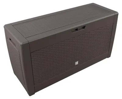 Image de Coffre de jardin, 310 L aspect rotin, résistant aux intempéries