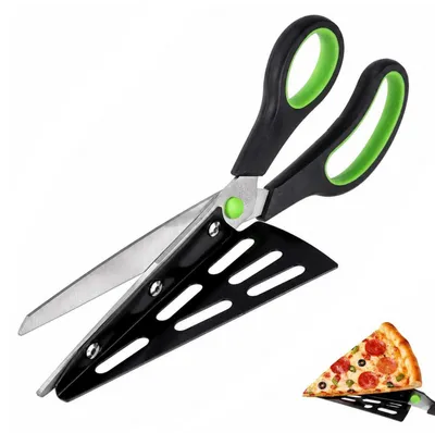 Obrázek produktu pro Nůžky na pizzu z nerezové oceli, 27 cm, s škrabkou