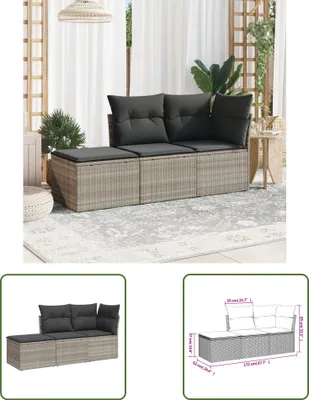 Produktbild von The Living Store 3-tlg. Garten-Sofagarnitur mit Kissen Hellgrau Poly Rattan