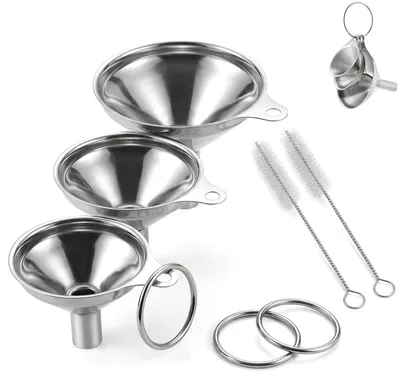 Produktbild von Küchentrichter-Set - 3-teilig aus Edelstahl - Zum Umfüllen von Marmelade und Öl - 3er Set