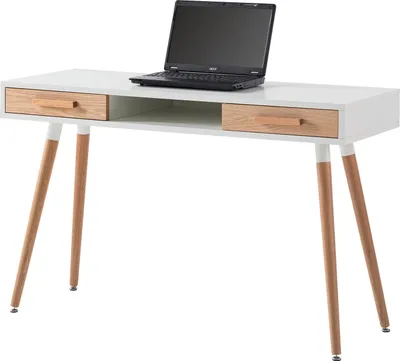 Produktbild von home24 Schreibtisch - Eiche Teilmassiv - Weiß / Eiche