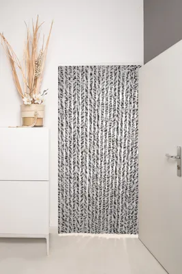 Image de Defactoshop Rideau anti-insectes "Defacto Rideau moelleux PVC transparent 100x200cm Rideau anti-mouches Gris/Blanc/NoirMIX