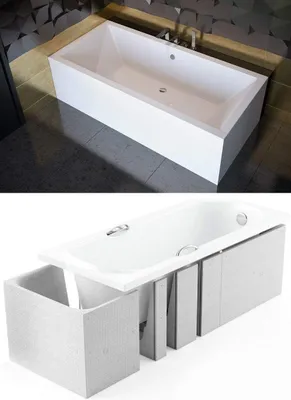 Produktbild von BADLAND Badewanne Rechteck Quadro 180x80 mit Ablaufgarnitur, Füßen und Wannenträger GRATIS