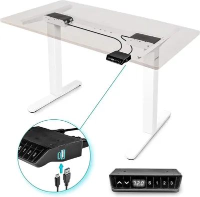 Produktbild von Duronic TM61 WE Schreibtisch | Höhenverstellbares Tischgestell bis 120 cm | elektrisches Tischbein mit 2 Motoren | Bedienteil mit 3 Speicherplätzen | Sitz-Steh-Schreibtisch für Home-Office und Büro
