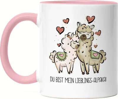 Produktbild von Alpaka Lieblingsalpaka Tasse Rosa Valentinstag Freundin Freund Süß Geschenkidee Paar Liebe Couple Jahrestag
