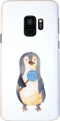 Produktbild von Mr. & Mrs. Panda Samsung Galaxy S9 Handyhülle Pinguin Lolli - Weiß - Geschenk, Süßigkeiten, Spruch, Handy Schutzhülle, Pinguine, Naschen, Cover, Hülle, Heißhunger