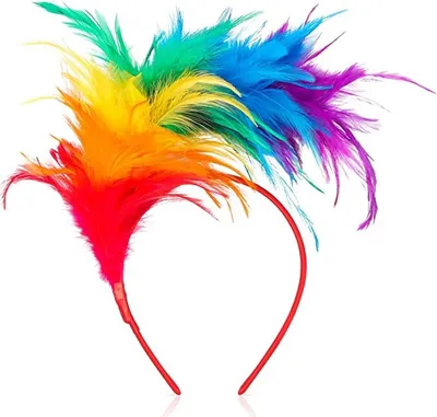 Produktbild von Bunt Feder Stirnband Fascinator Stirnbänder Cosplay Haarband Karneval Party Kopfschmuck Regenbogen Feder Haarreif Feder Kopfbedeckung Kostüm