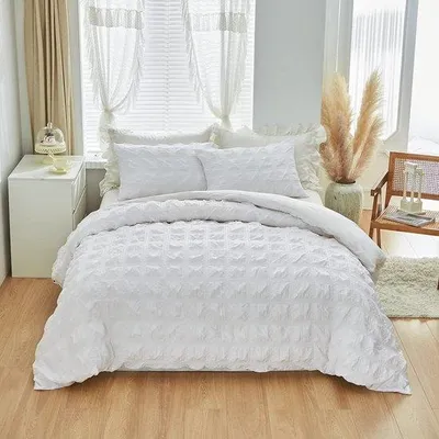 Produktbild von Famanu Bettwäsche Set 135 x 200 cm - Weiß, kariert, mit Reißverschluss