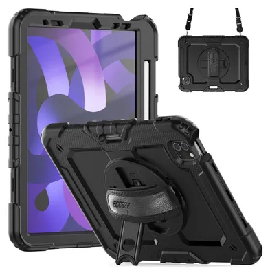 Produktbild von Accezz Robustes Back Cover mit Schultergurt iPad Air 5 (2022) / Air 4 (2020) - Schwarz