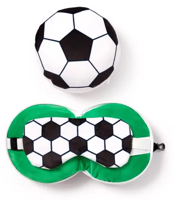 Imagen del producto de Almohada de viaje con antifaz, diseño de fútbol, soporte para el cuello, 1 unidad, ideal para viajes