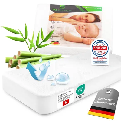 Imagen del producto de Protectores de colchón impermeables y transpirables, fabricados con viscosa de bambú, de 70x140+12 cm