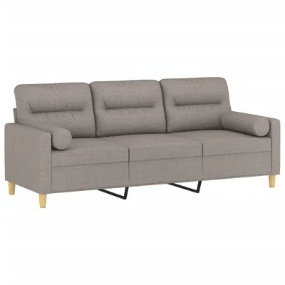 Produktbild von vidaXL 3-Sitzer-Sofa mit Zierkissen Taupe 180 cm Stoff