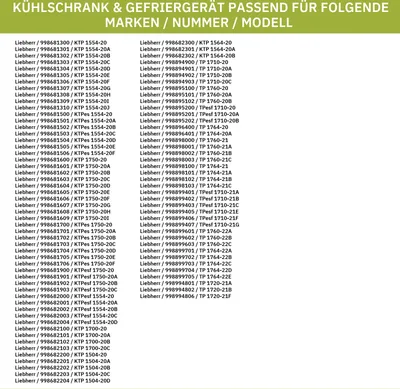A list of product numbers and models for refrigerators and freezers.