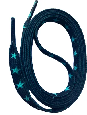 Produktbild von SNORS bedruckte Schnürsenkel flach - STERNE TÜRKIS - 10mm - 140cm