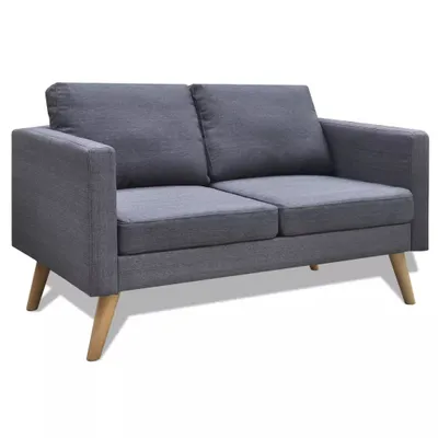 Produktbild von vidaXL Sofa 2-Sitzer Stoff Dunkelgrau