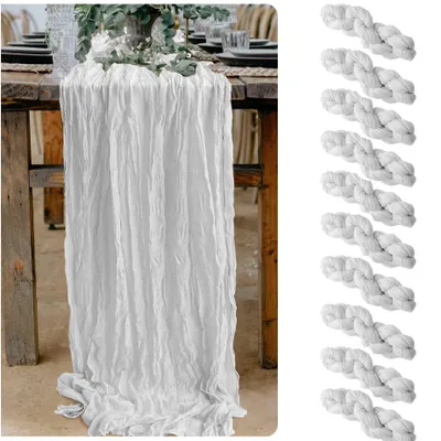 Zdjęcie produktu dla Zestaw bieżników Cheesecloth 10 sztuk - Boho Biały 90 x 300 cm