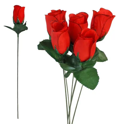 Produktbild von 288 Stück Schießbudenblumen Rosenknospen Kunststoff rot - ca. 49 cm