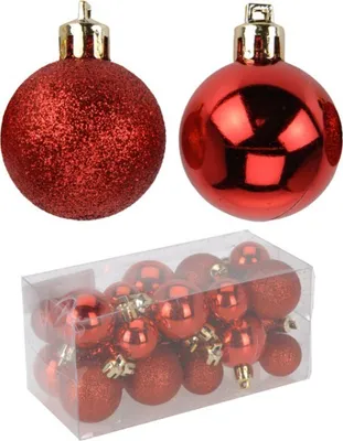 Produktbild von Weihnachtskugeln 26 er SET Christbaumkugel Hängedeko Weihnachtsbaum Christbaum Schmuck Kugeln , Farbe:Rot