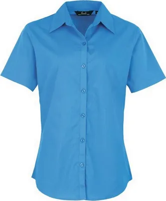 Image de Chemise de travail / chemisier en popeline à manches courtes pour femme Premier RW1092 (16UK/42DE) (Saphir)