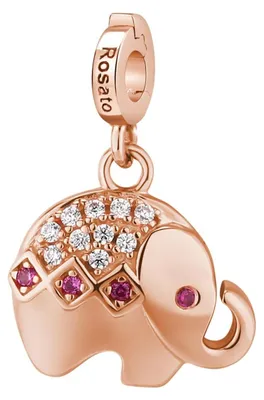 Image de Charm en argent 925 avec un éléphant et des zircones